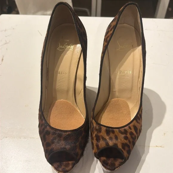Christian Louboutin Leopard pony hair wedge